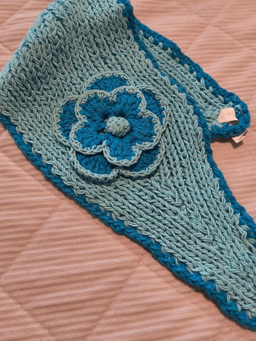 Handmade Crochet Turquoise Flower Headband - Women's Accessories